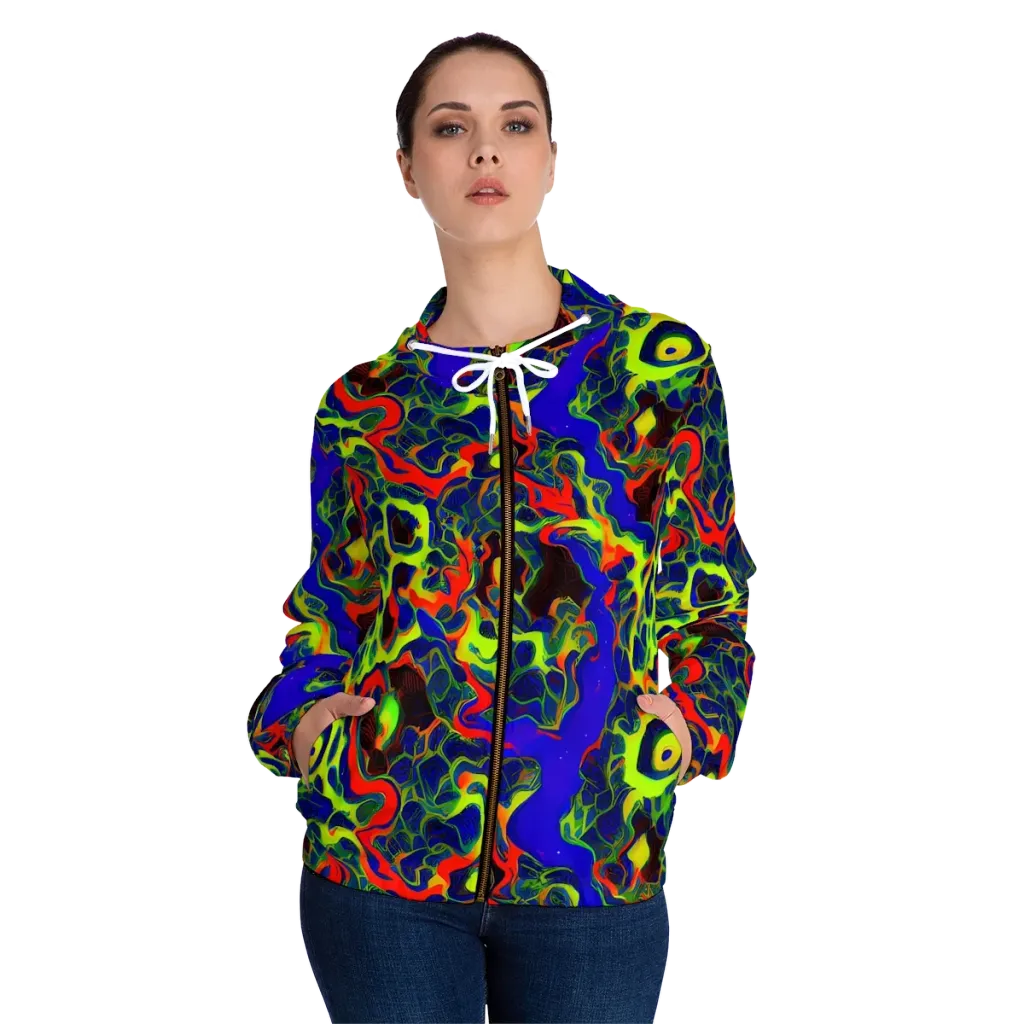 Lucid Static on Women's Full-Zip Hoodie — Front On Person