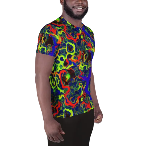 Lucid Static on a Men's Athletic T-Shirt