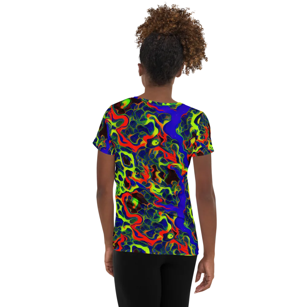 Lucid Static on Women's Athletic T-Shirt — Back