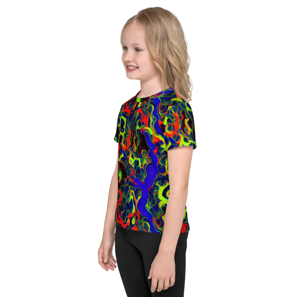 Lucid Static on Kids Crew Neck T-Shirt — Left