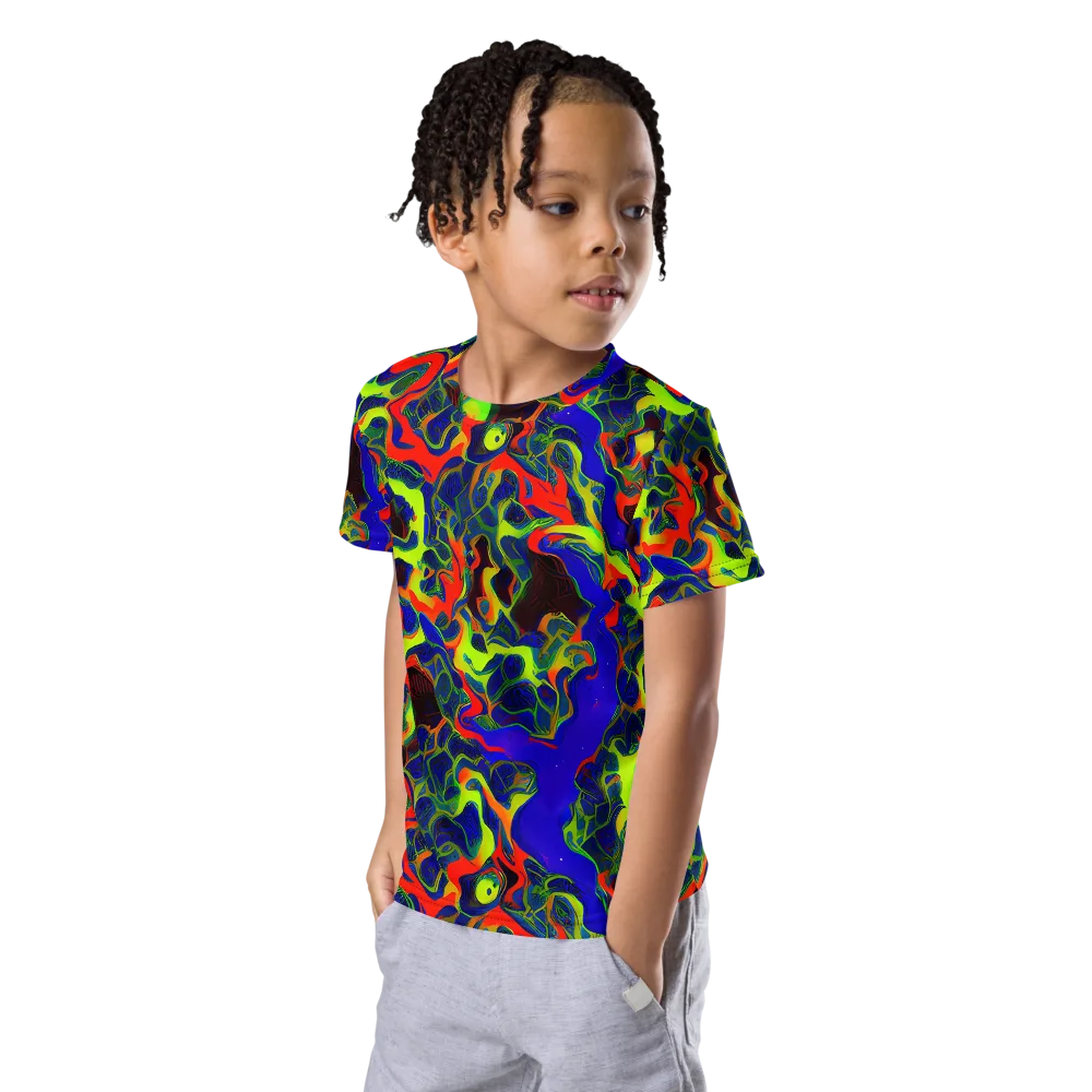 Lucid Static on Kids Crew Neck T-Shirt — Left Front