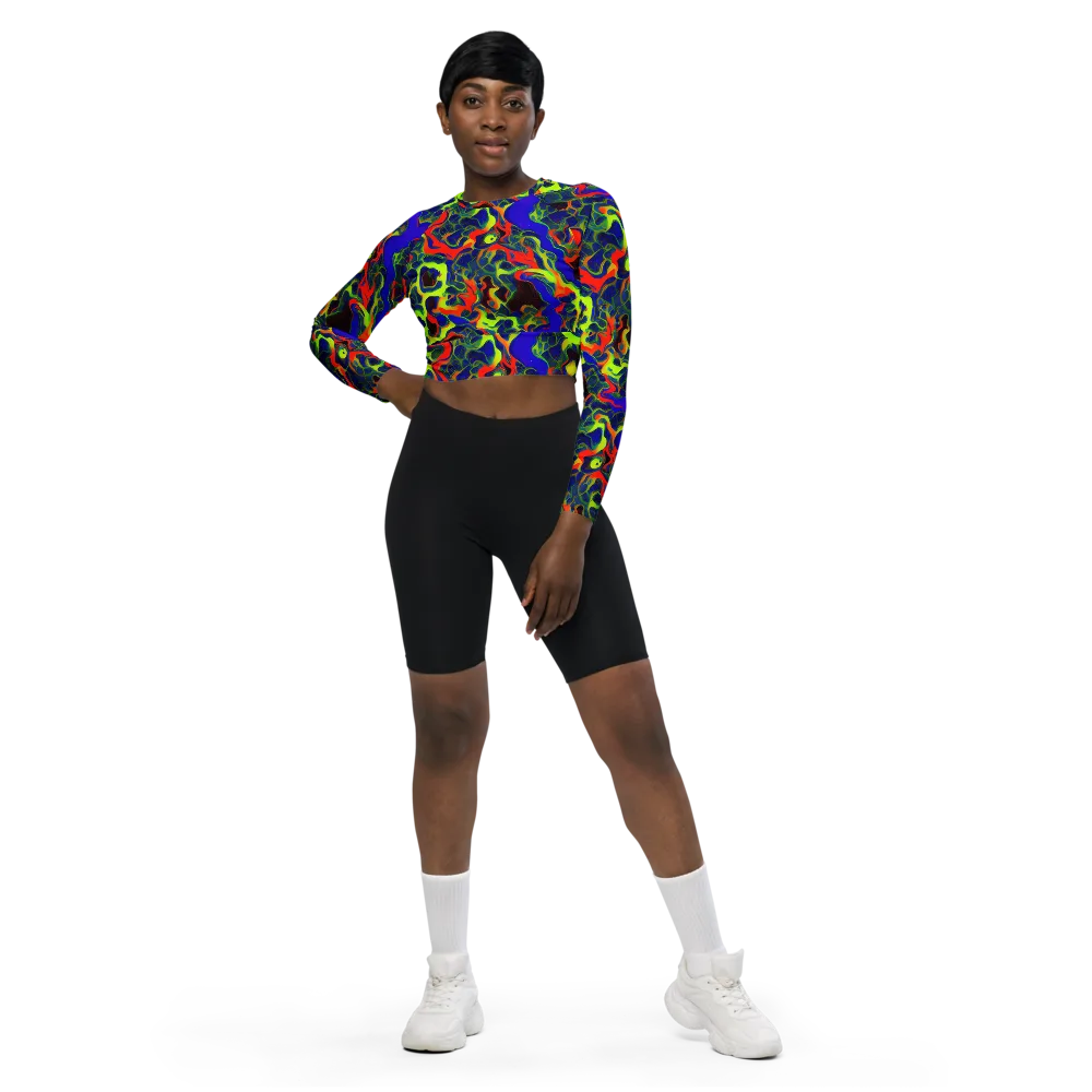 Lucid Static on Long Sleeve Crop Top — Front