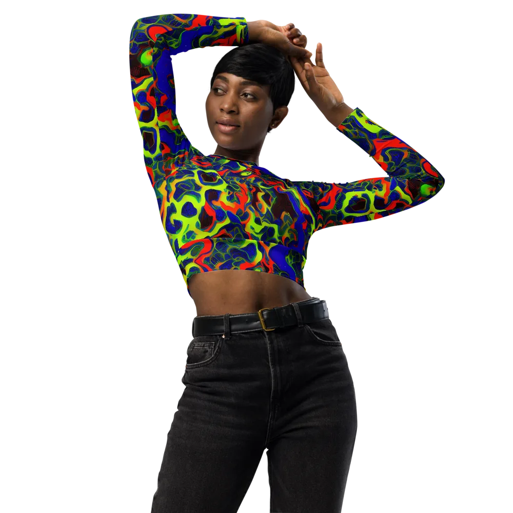 Lucid Static on Long Sleeve Crop Top — Front