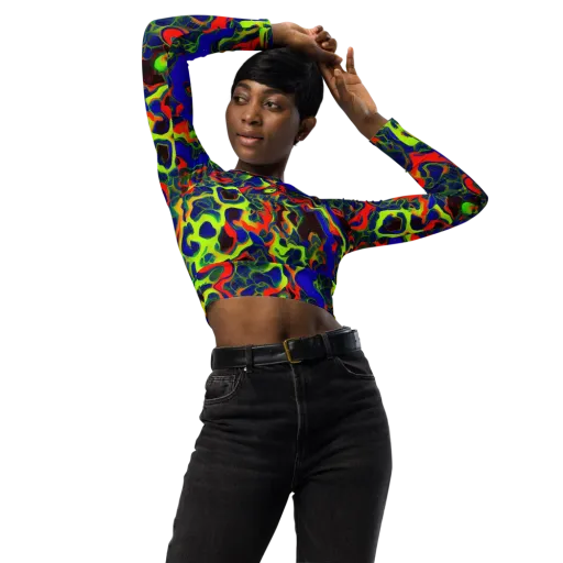 Lucid Static on a Long Sleeve Crop Top
