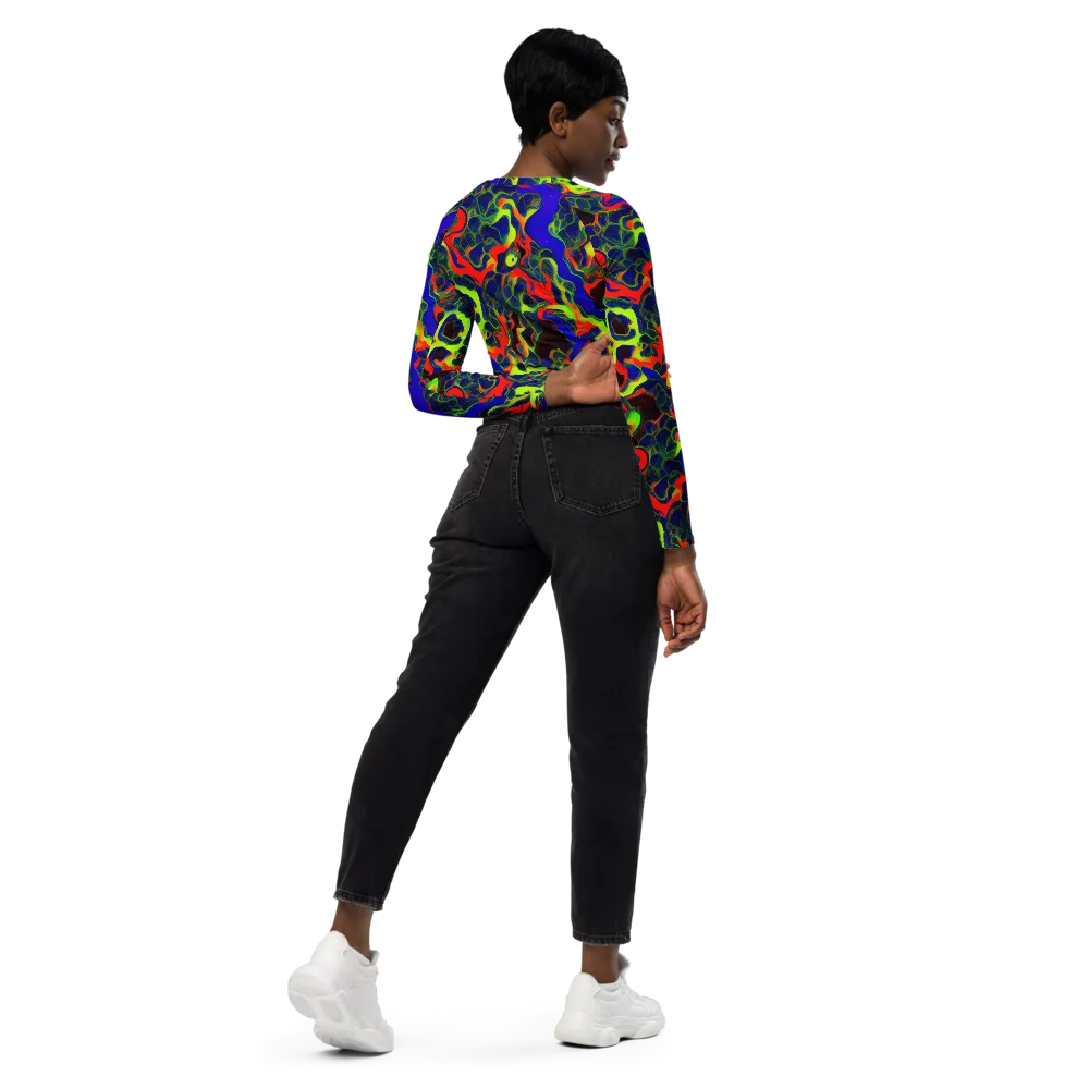 Lucid Static on Long Sleeve Crop Top — Right Back