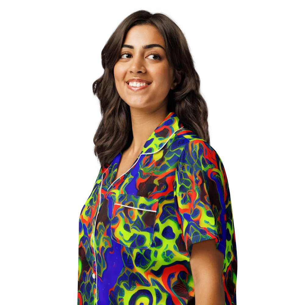 Lucid Static on Women's Short Sleeve Pajama Top — Left Front
