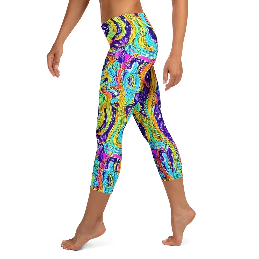 Radiant Frenzy on Capri Leggings — Left