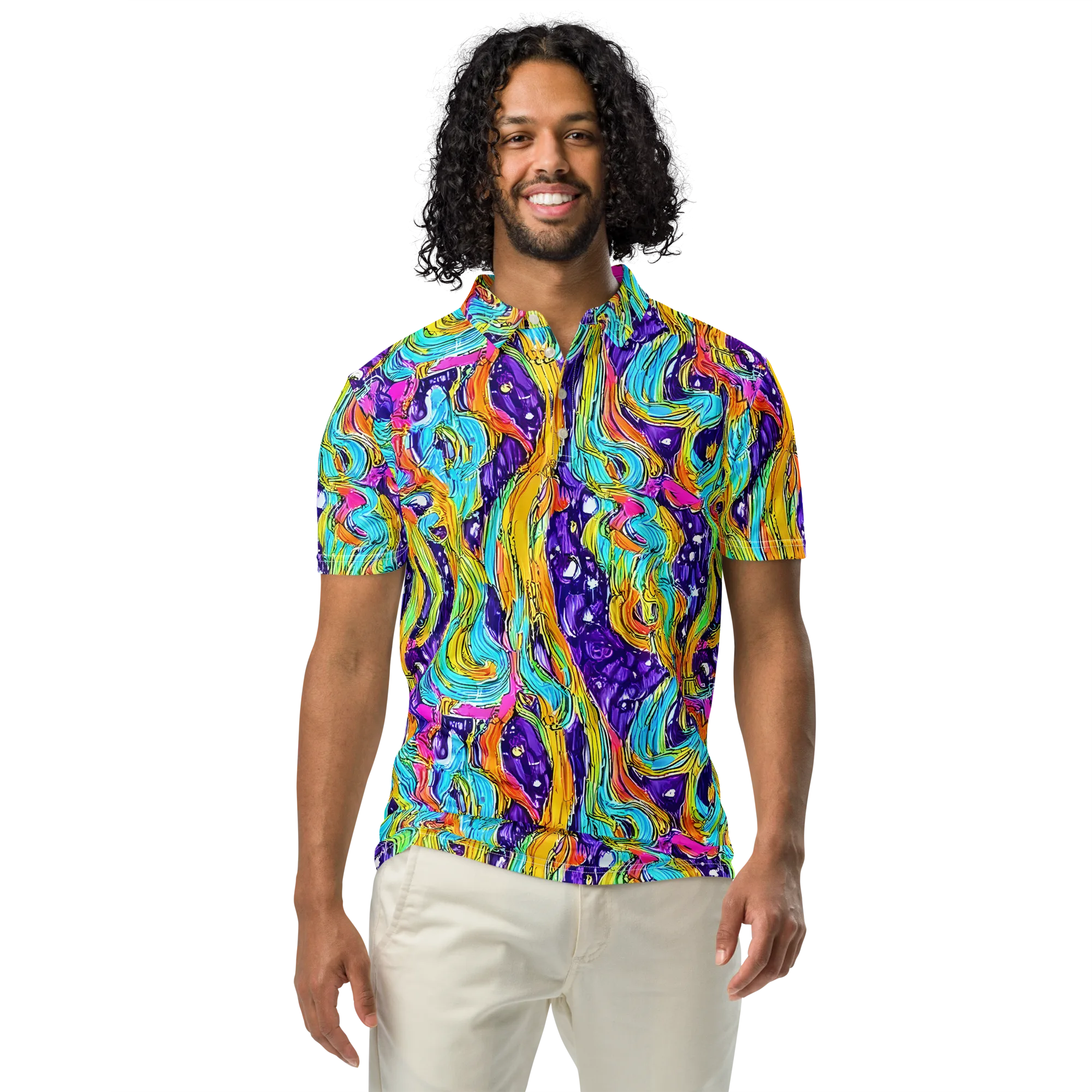 Radiant Frenzy on Men's Slim Fit Polo Shirt — Front