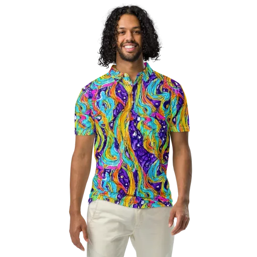 Radiant Frenzy on a Men's Slim Fit Polo Shirt