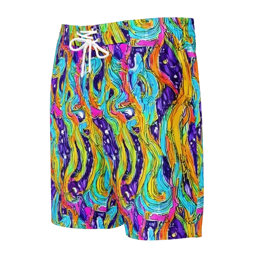 Radiant Frenzy on a Men's Board Shorts