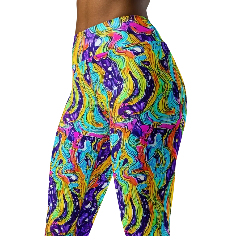 Radiant Frenzy on Yoga Leggings — Left Front