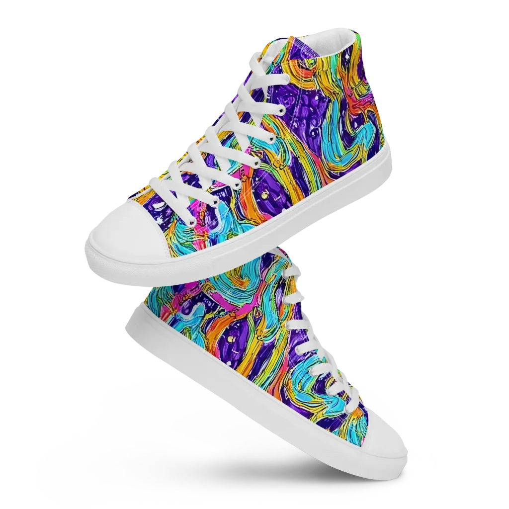 Radiant Frenzy on Men's High Top Canvas Shoes — Front