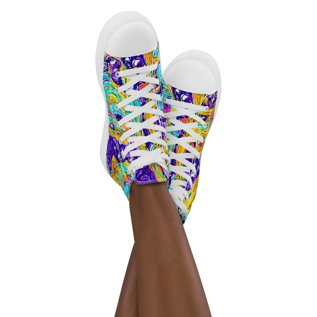 Radiant Frenzy on Women's High Top Canvas Shoes — Front