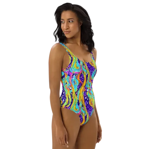 Radiant Frenzy on a One-Piece Swimsuit