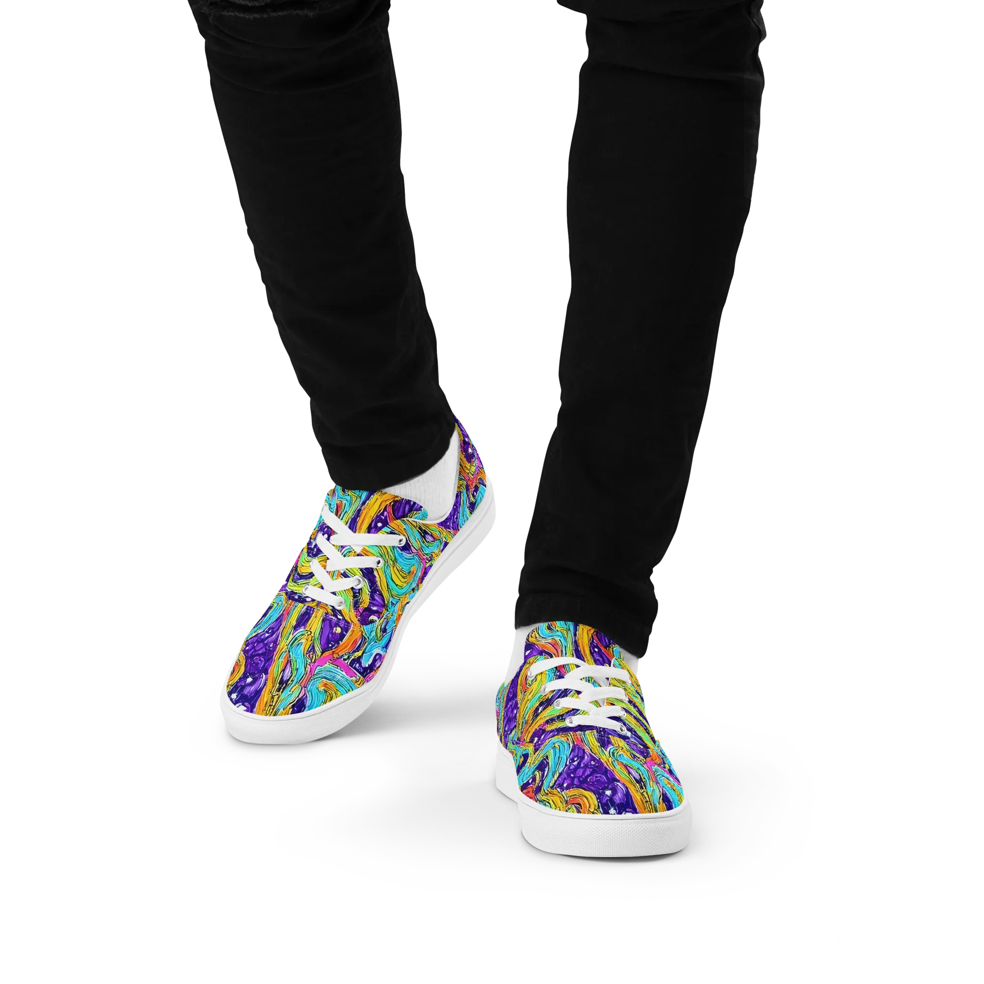 Radiant Frenzy on Men's Lace-Up Canvas Shoes — Front