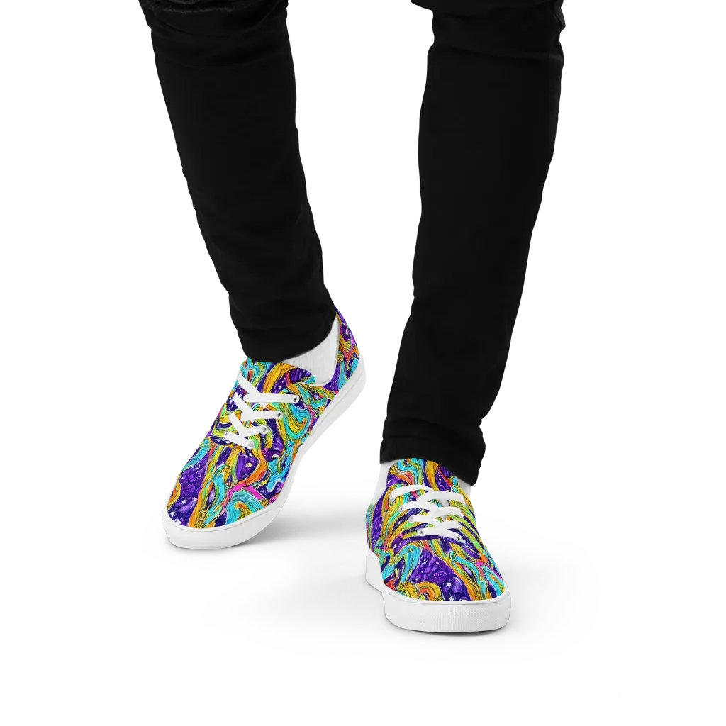 Radiant Frenzy on Men's Lace-Up Canvas Shoes — Front