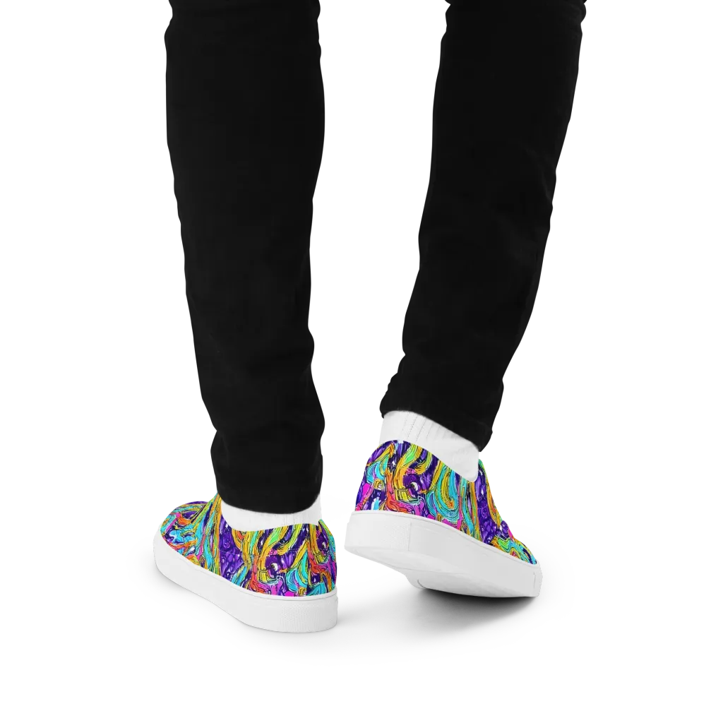 Radiant Frenzy on Men's Lace-Up Canvas Shoes — Back