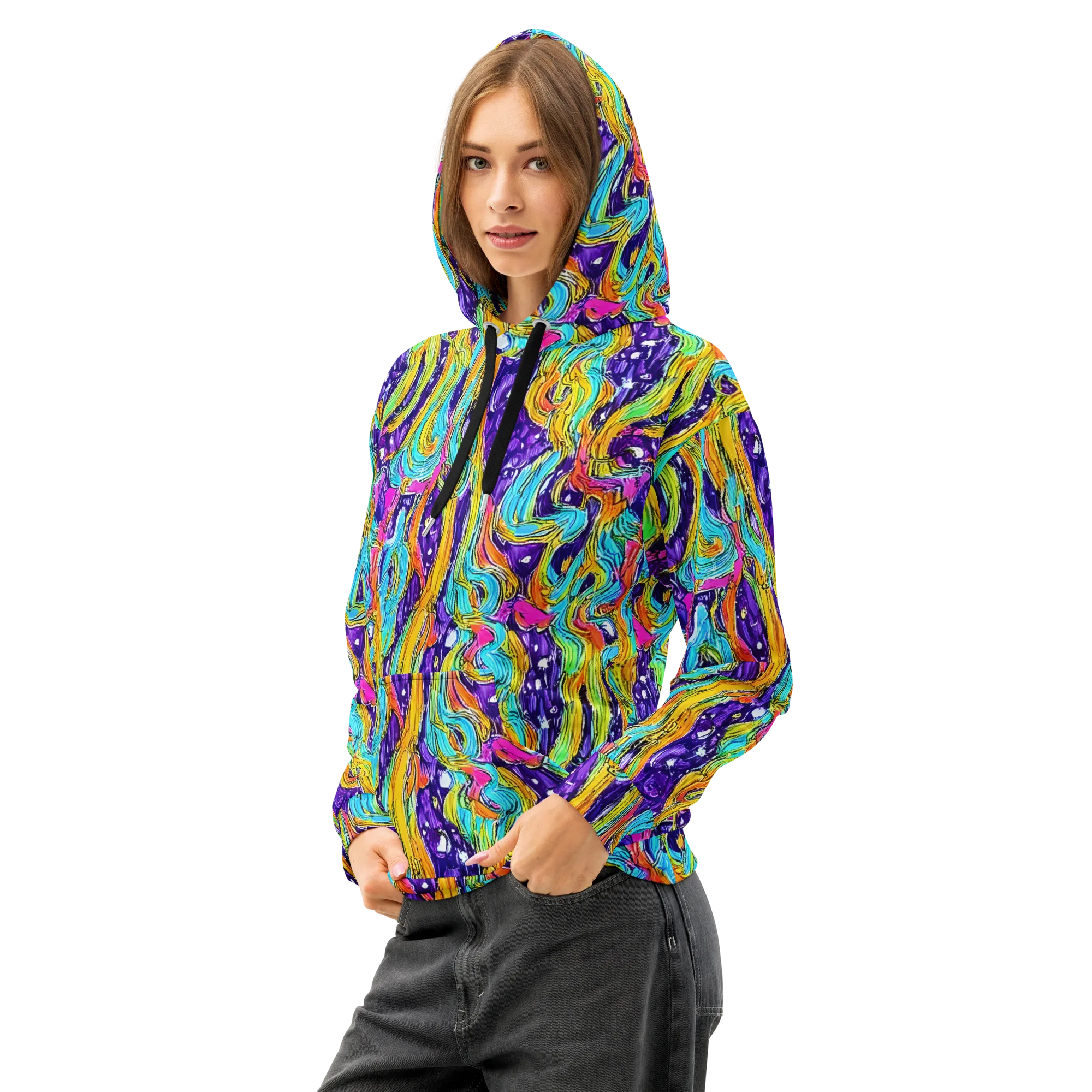 Radiant Frenzy on Cotton Hoodie — Left Front
