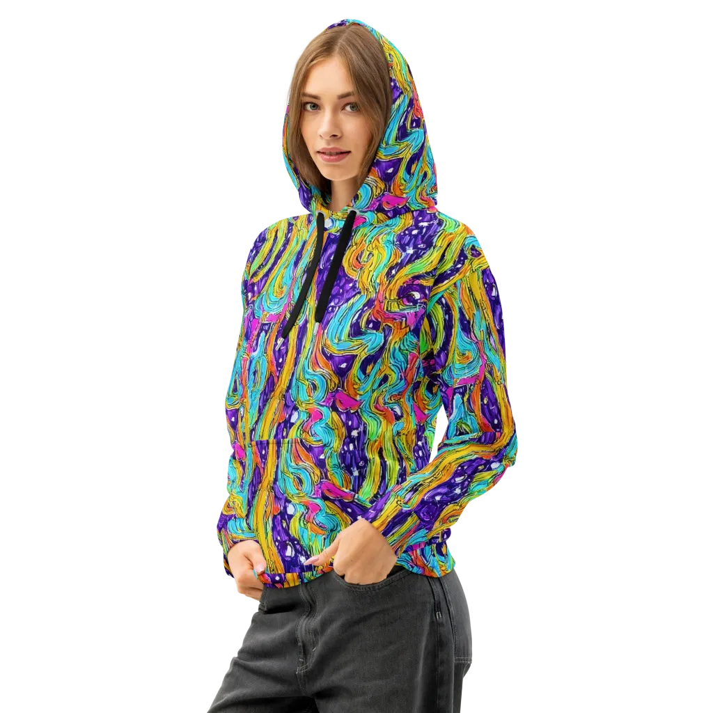 Radiant Frenzy on Cotton Hoodie — Left Front
