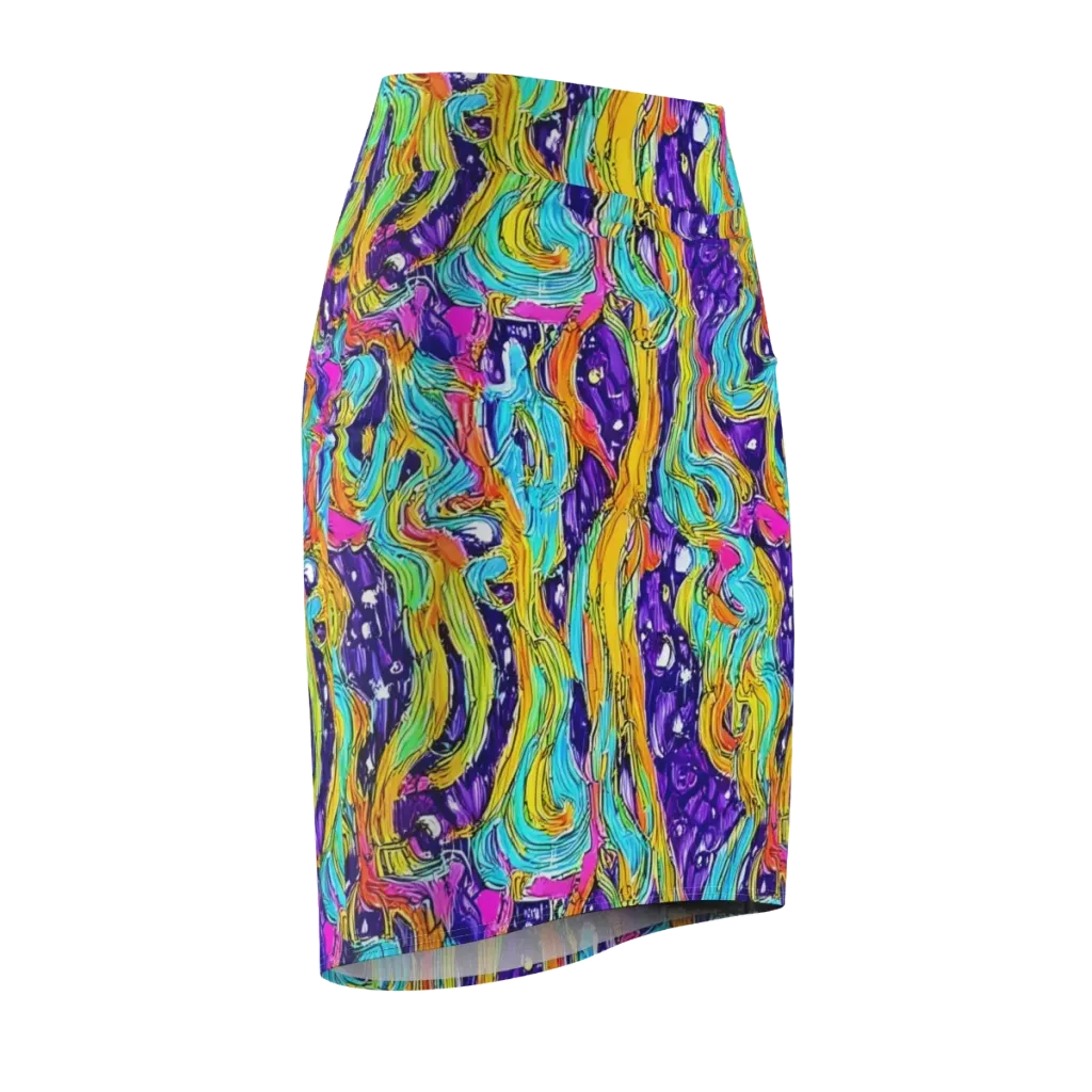 Radiant Frenzy on Pencil Skirt — Front Side