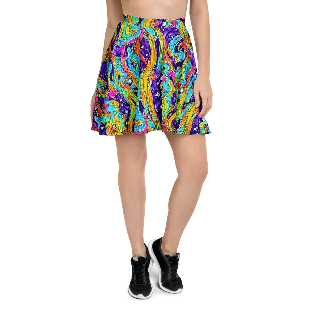 Radiant Frenzy on Skater Skirt — Front