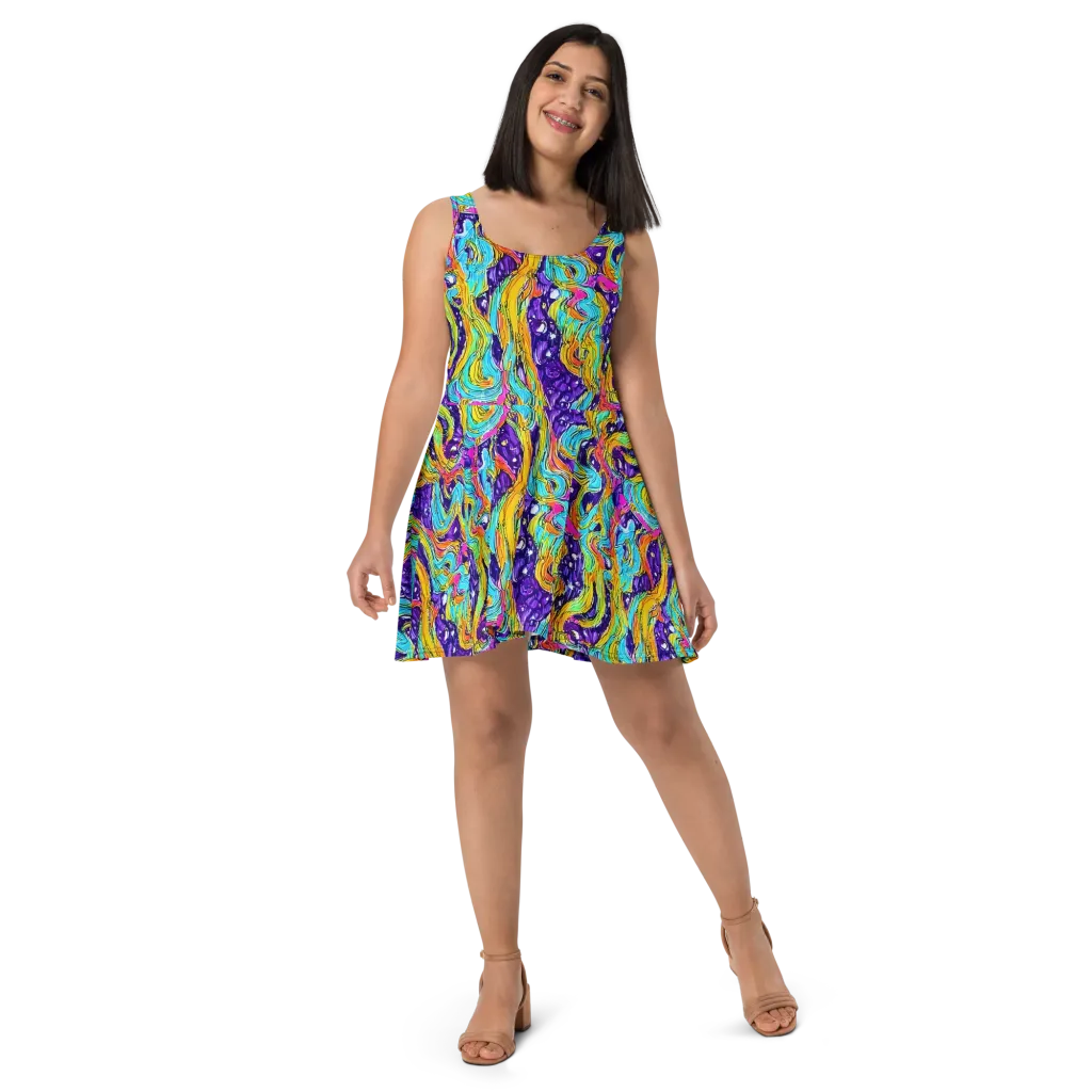 Radiant Frenzy on Skater Dress — Front