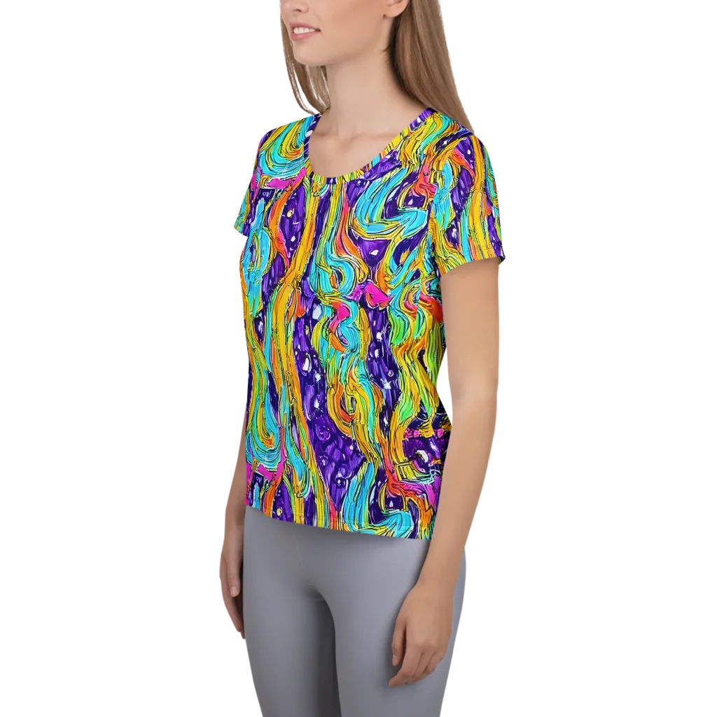 Radiant Frenzy on Women's Athletic T-Shirt — Left