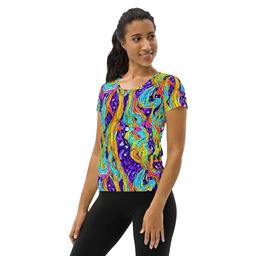 Radiant Frenzy on Women's Athletic T-Shirt — Left