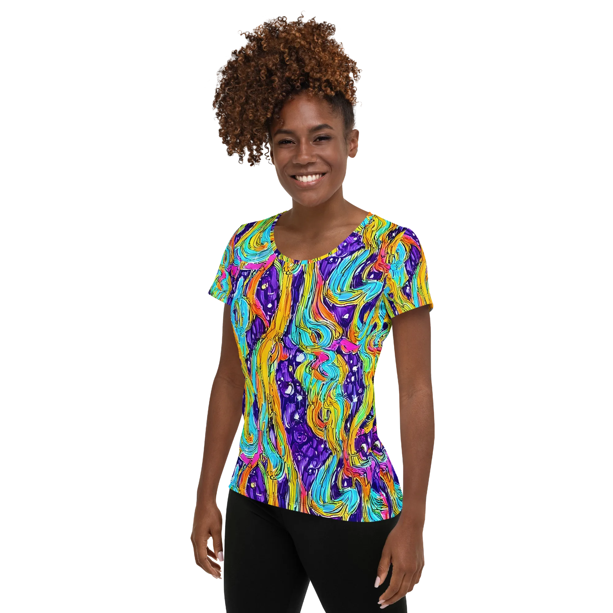 Radiant Frenzy on Women's Athletic T-Shirt — Left