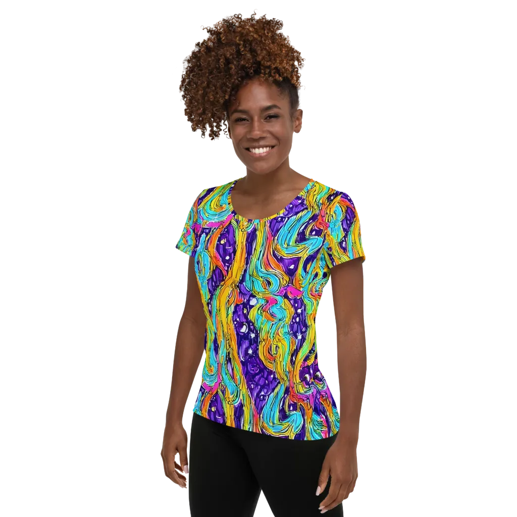 Radiant Frenzy on Women's Athletic T-Shirt — Left