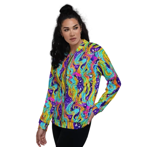 Radiant Frenzy on a Bomber Jacket