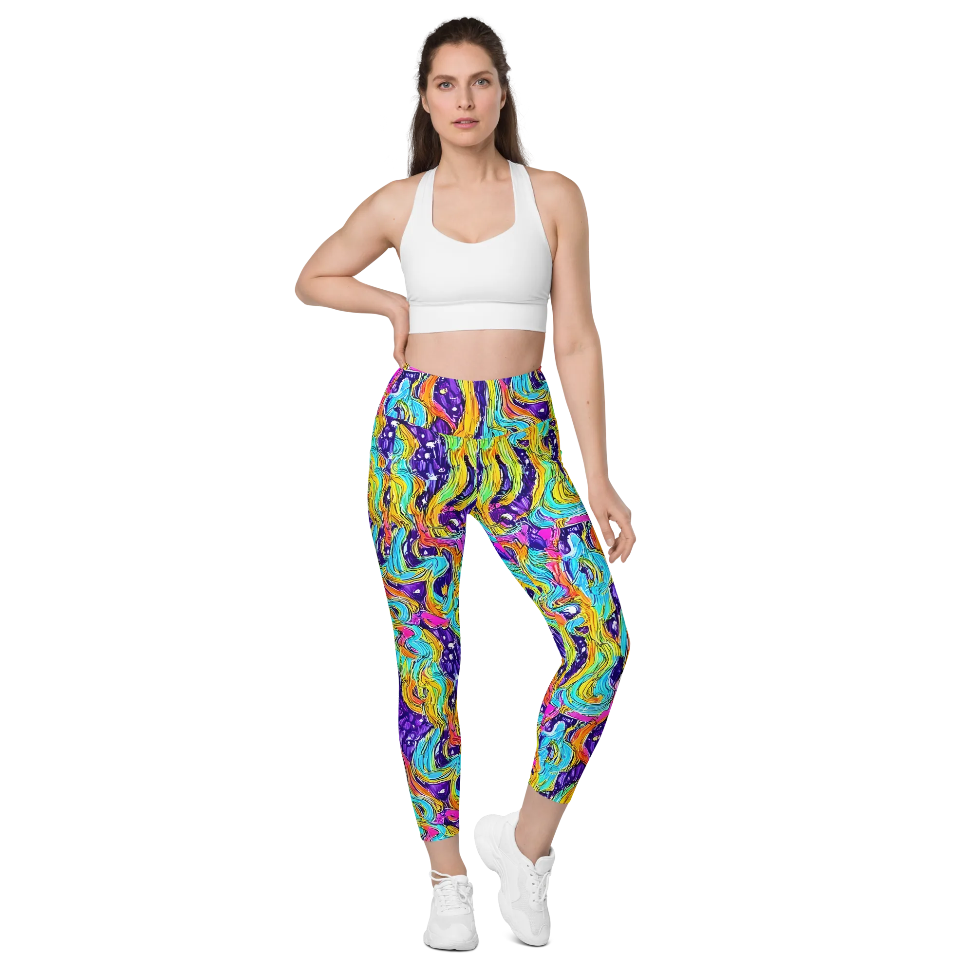 Radiant Frenzy on Leggings with Pockets — Front