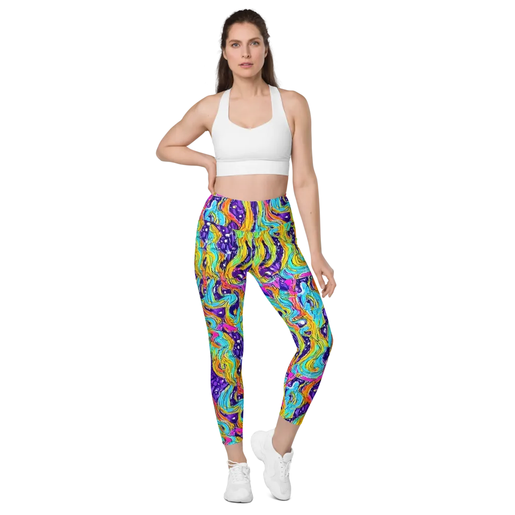 Radiant Frenzy on Leggings with Pockets — Front