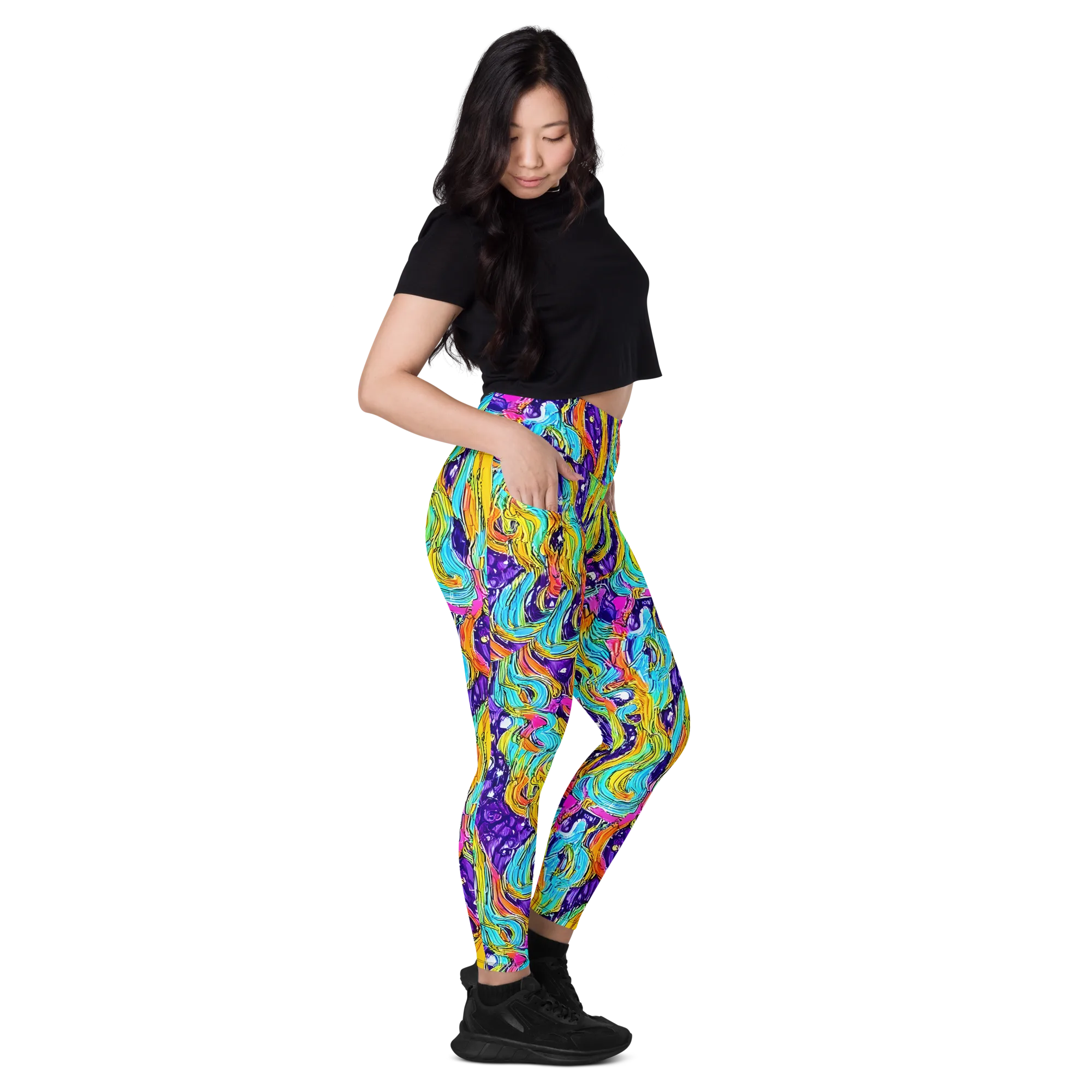 Radiant Frenzy on Leggings with Pockets — Right