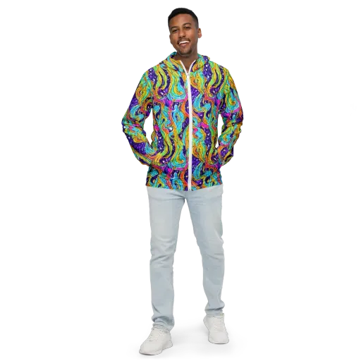 Radiant Frenzy on a Men's Windbreaker