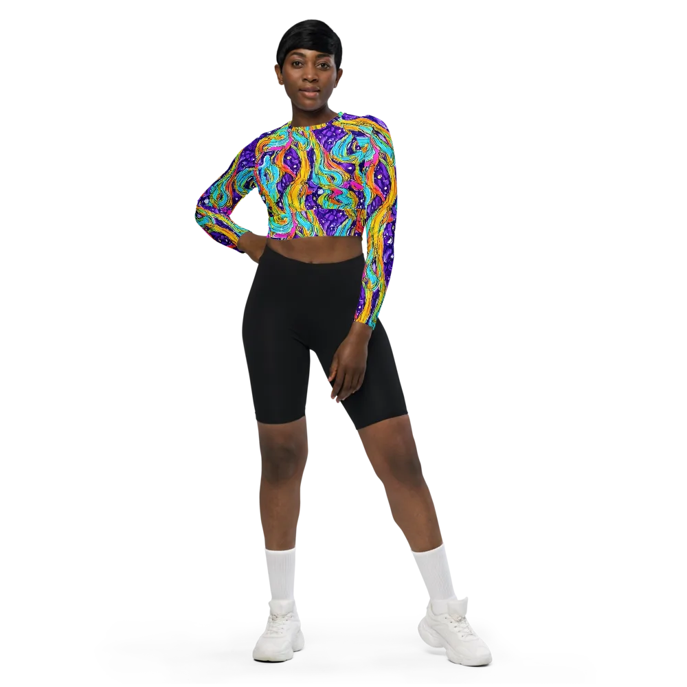 Radiant Frenzy on Long Sleeve Crop Top — Front