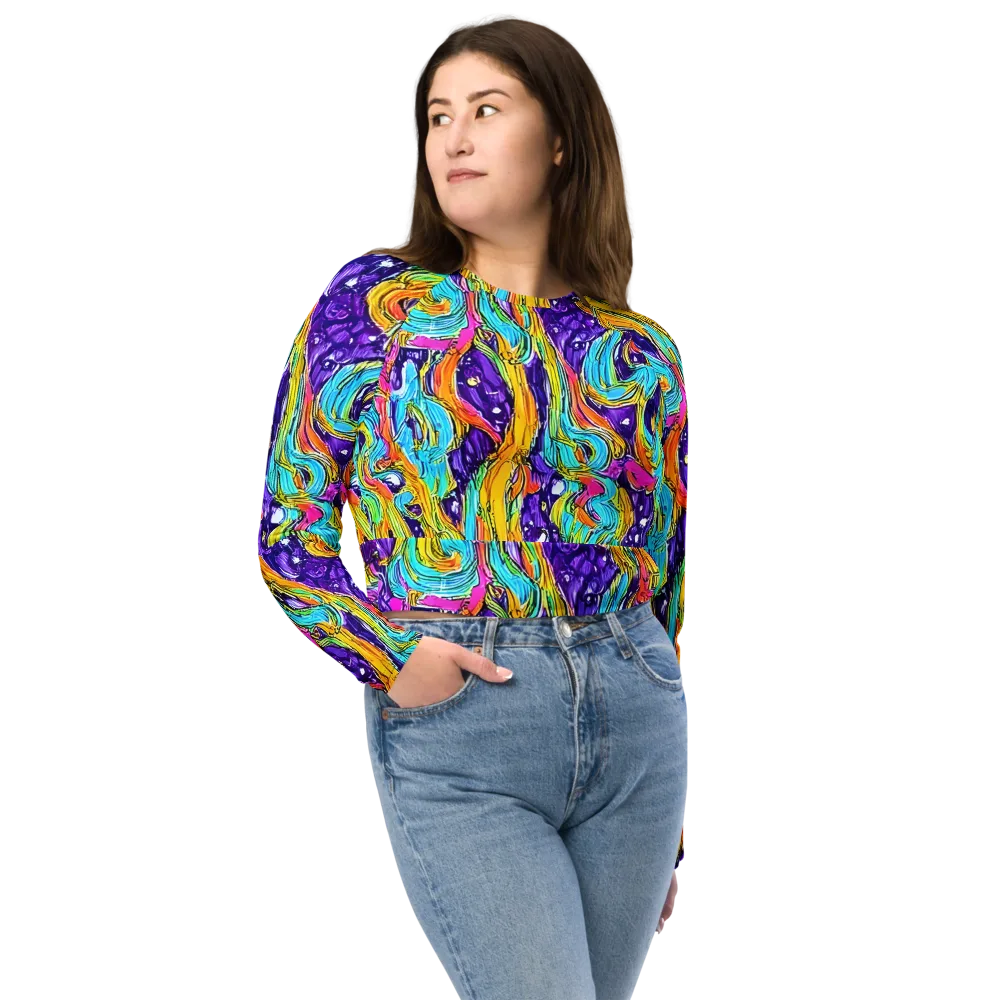 Radiant Frenzy on Long Sleeve Crop Top — Front