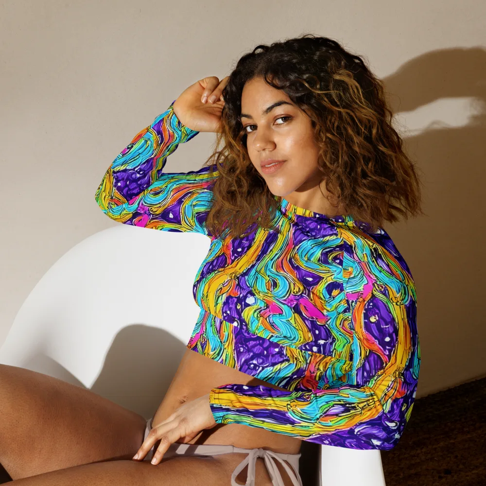 Radiant Frenzy on Long Sleeve Crop Top — Left Front