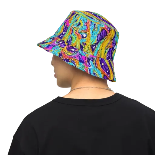 Radiant Frenzy on a Reversible Bucket Hat