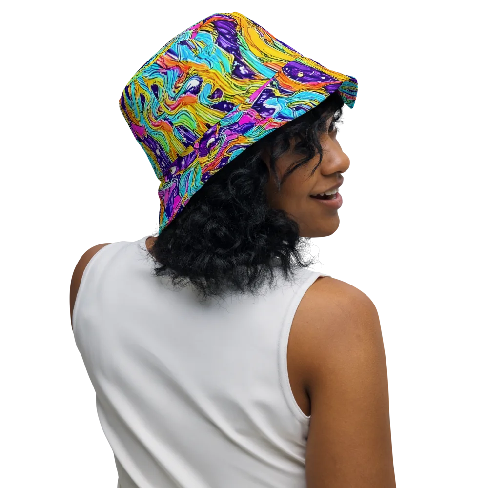 Radiant Frenzy on Reversible Bucket Hat — Right Outside