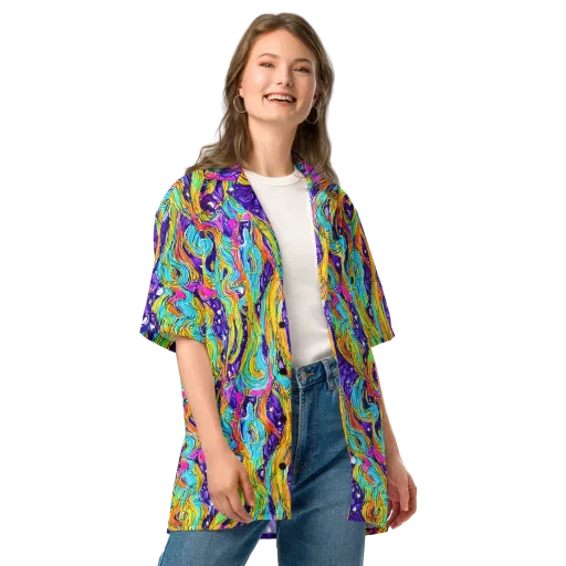 Radiant Frenzy on a Button Shirt