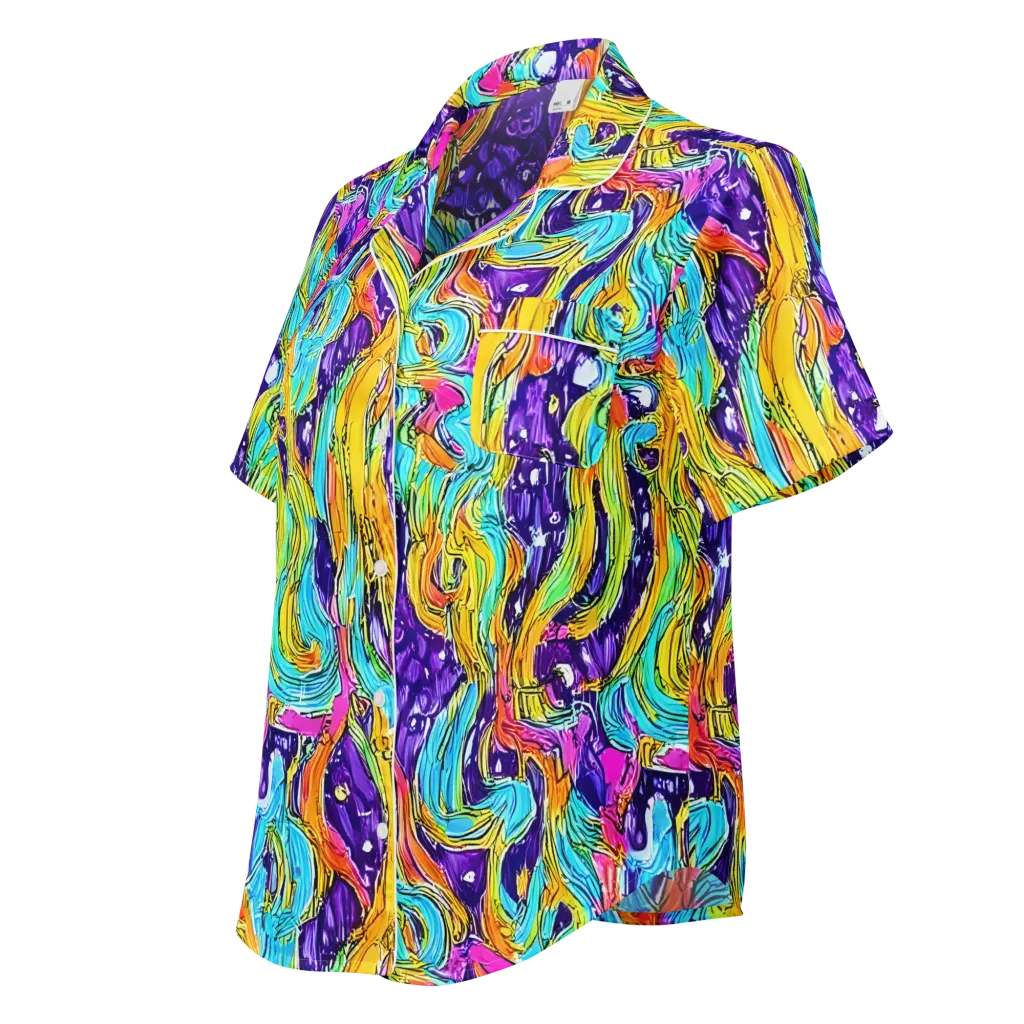 Radiant Frenzy on Women's Short Sleeve Pajama Top — Left Front