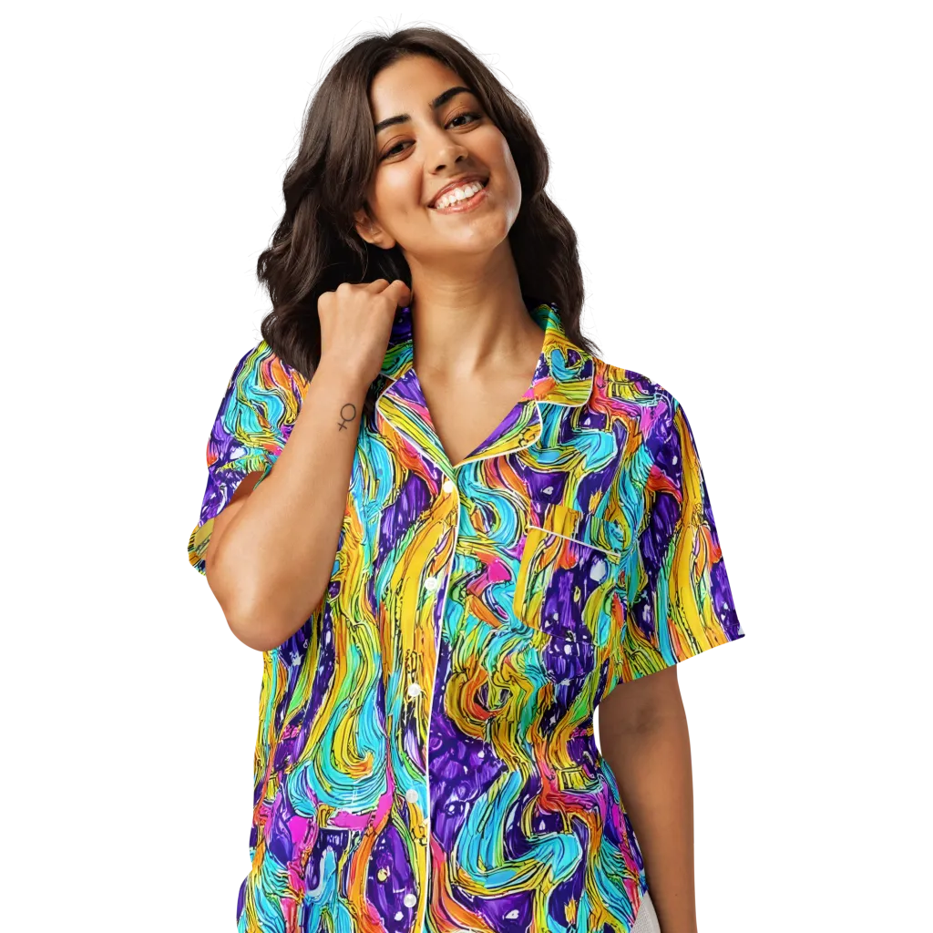 Radiant Frenzy on Women's Short Sleeve Pajama Top — Front