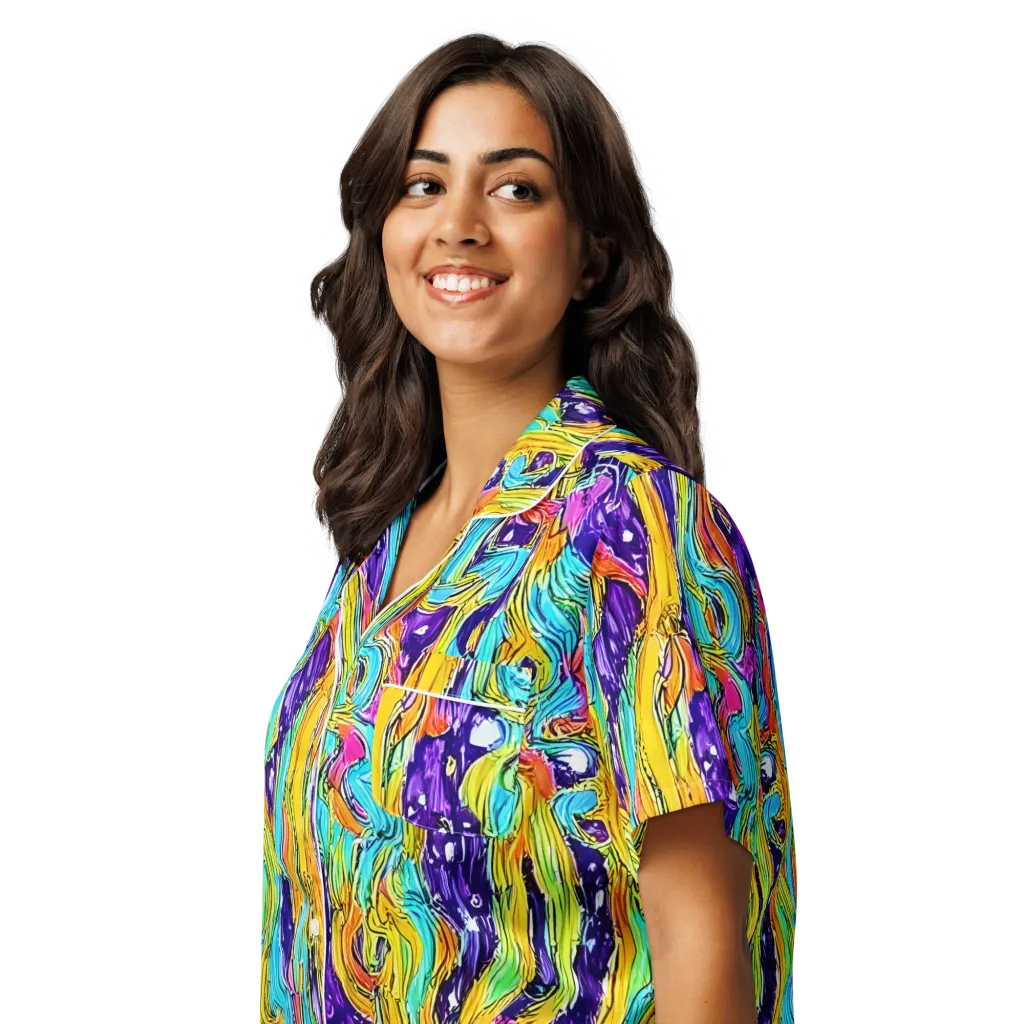 Radiant Frenzy on Women's Short Sleeve Pajama Top — Left Front