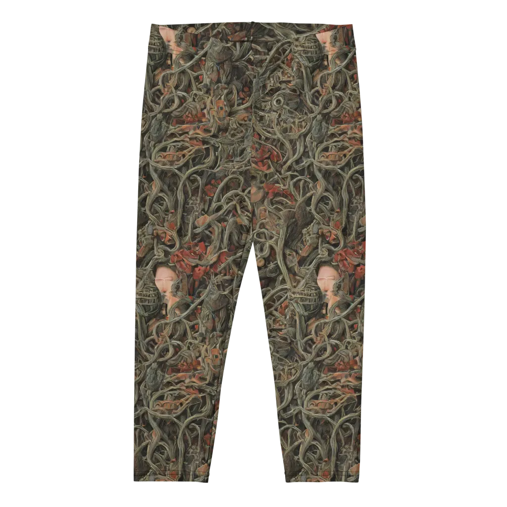Olive Labyrinth on Capri Leggings — Front