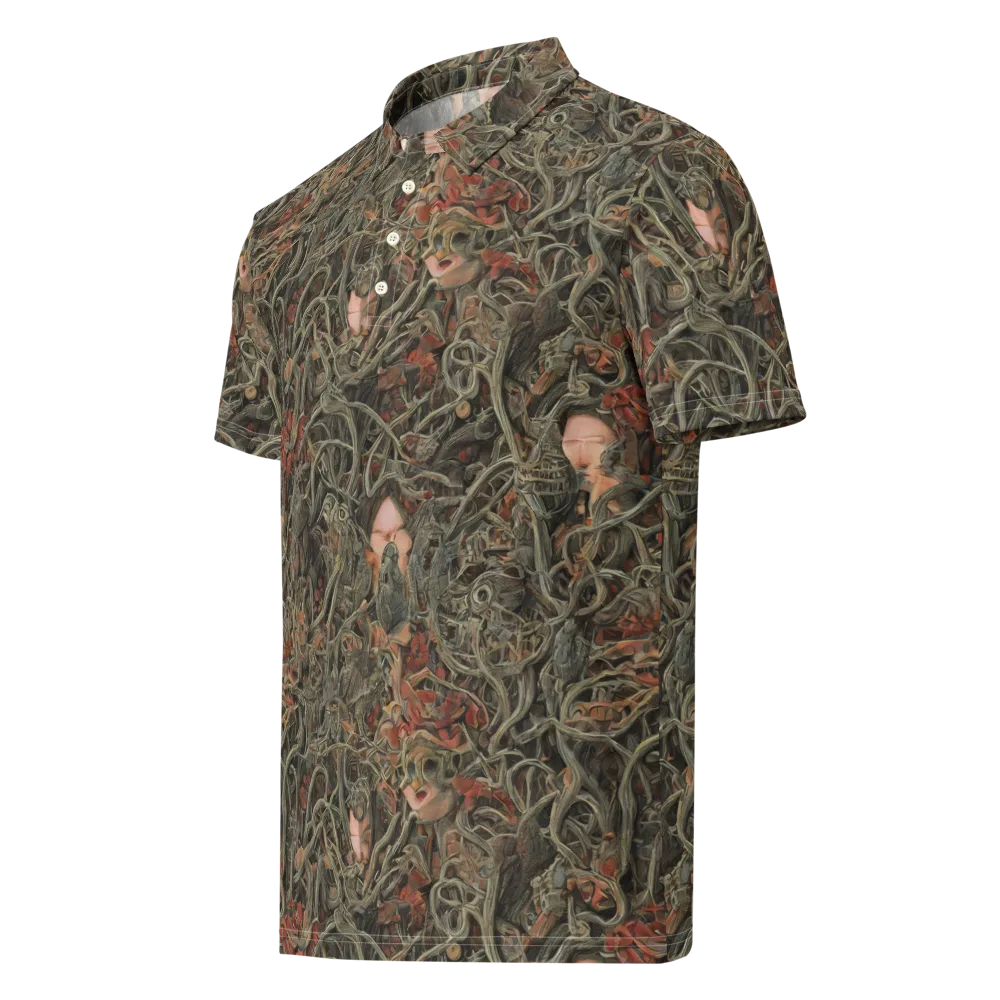 Olive Labyrinth on Men's Slim Fit Polo Shirt — Left Front