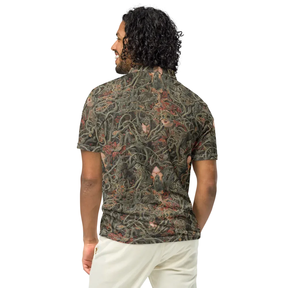 Olive Labyrinth on Men's Slim Fit Polo Shirt — Back