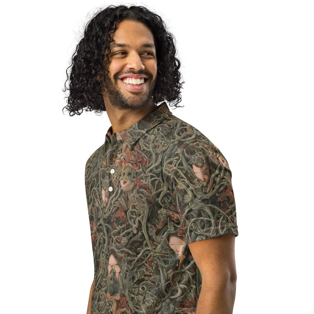 Olive Labyrinth on Men's Slim Fit Polo Shirt — Left Front