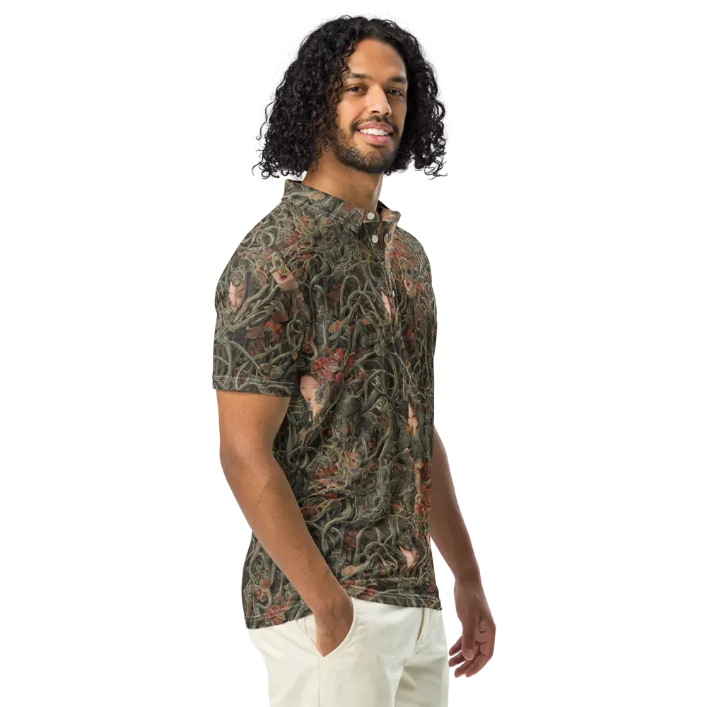 Olive Labyrinth on Men's Slim Fit Polo Shirt — Right Front