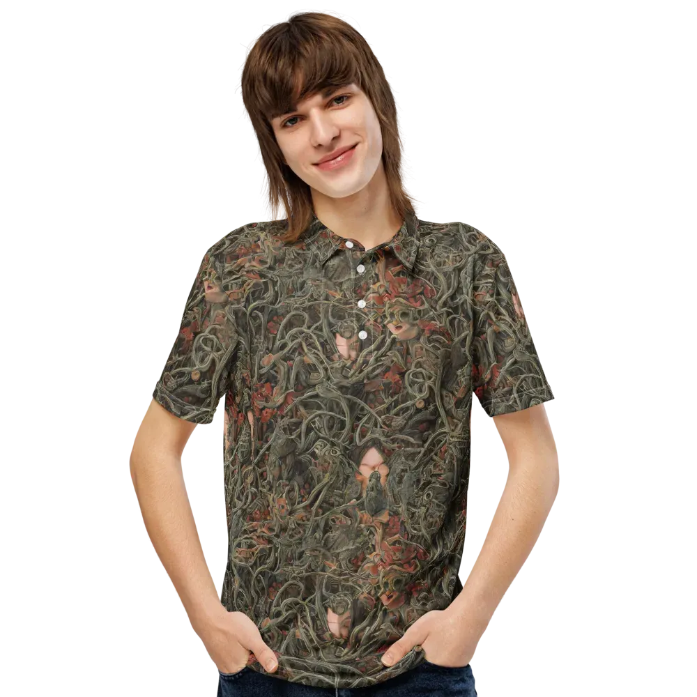 Olive Labyrinth on Men's Slim Fit Polo Shirt — Front